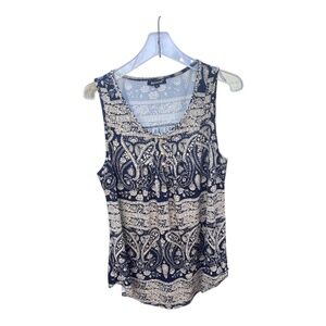 Beecarchil Navy Blue Bandana Printed Sleeveless Top-Size L